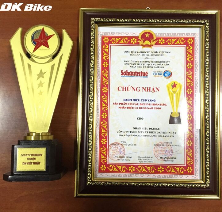DKBike vinh dự nhận danh hiệu Cúp vàng sản phẩm đáng tin cậy 
