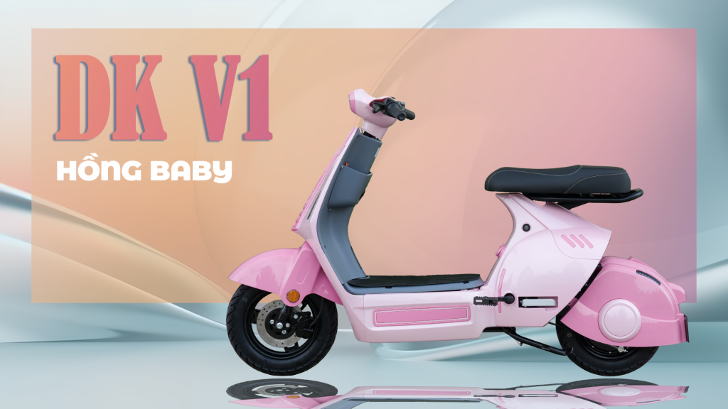 Xe máy điện V1 màu hồng baby