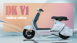 Xe máy điện V1 màu trắng hồng