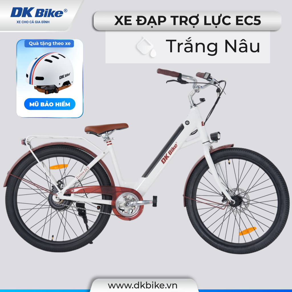 DKBike EC5 - Trắng Nâu sang trọng