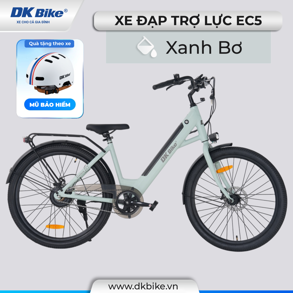 DKBike EC5 - Xanh Bơ. Xe đạp trợ lực phù hợp với phái Nữ
