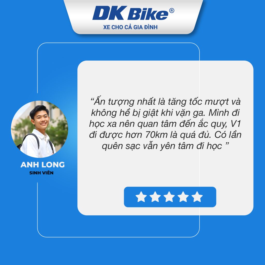 Bạn Long, một sinh viên năm 2 chia sẻ sau khi mua xe điện DKBike V1