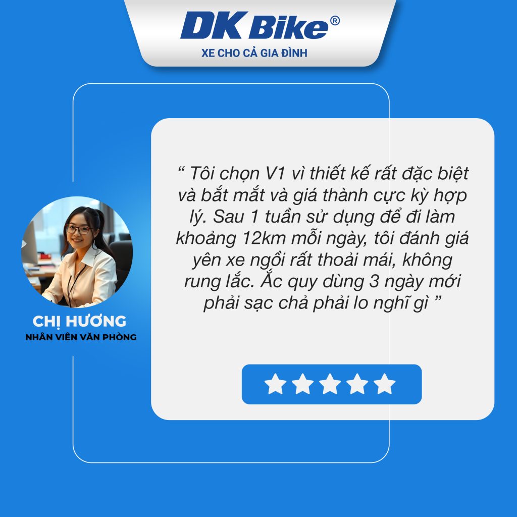 Chị Hương, nhân viên văn phòng chia sẻ sau khi sử dụng xe điện DKBike V1