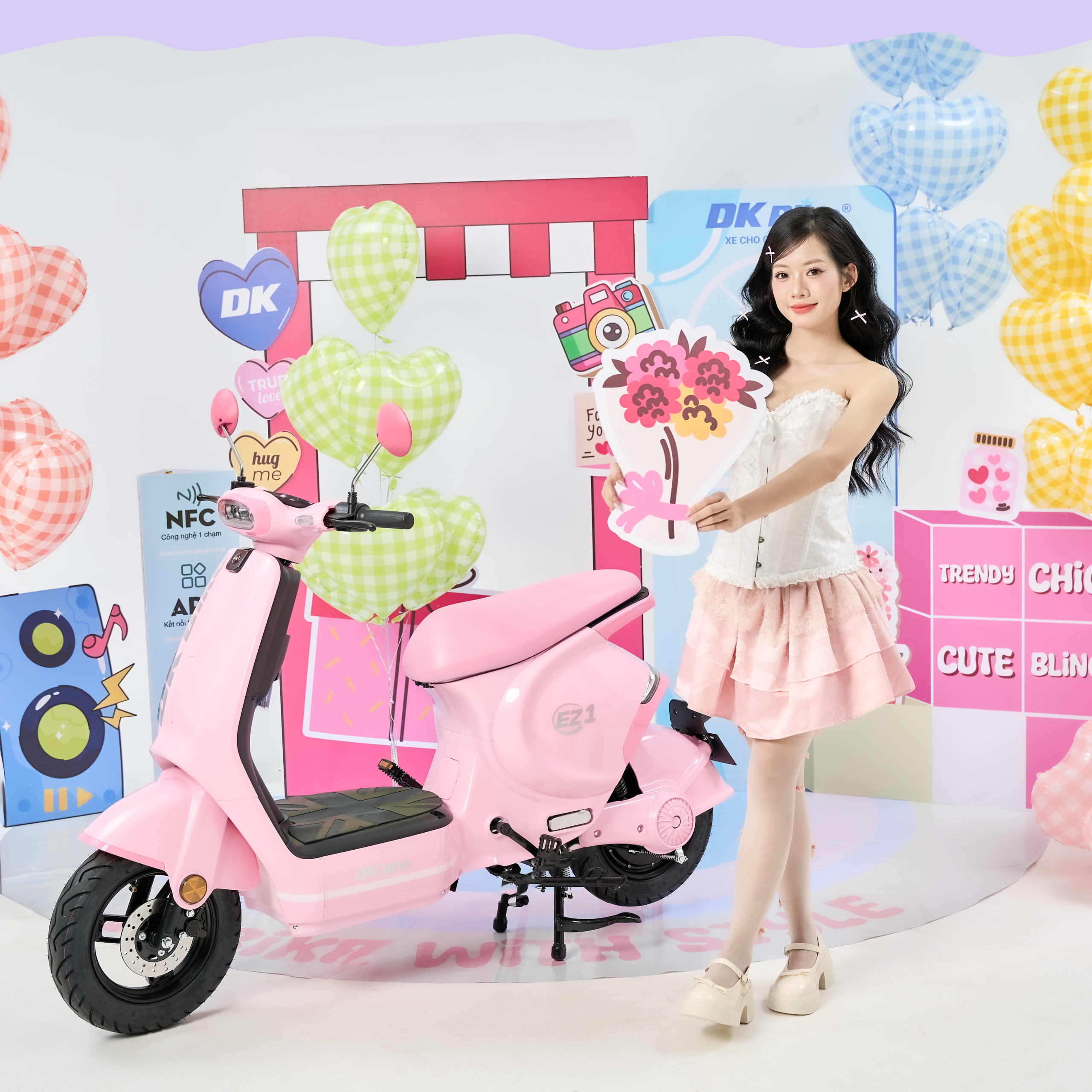 Xe điện DK EZ 1 - Hồng Baby