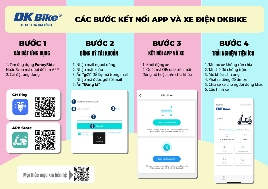 Hướng dẫn sử dụng app kết nối xe DKBike EZ1 và DKBike V1