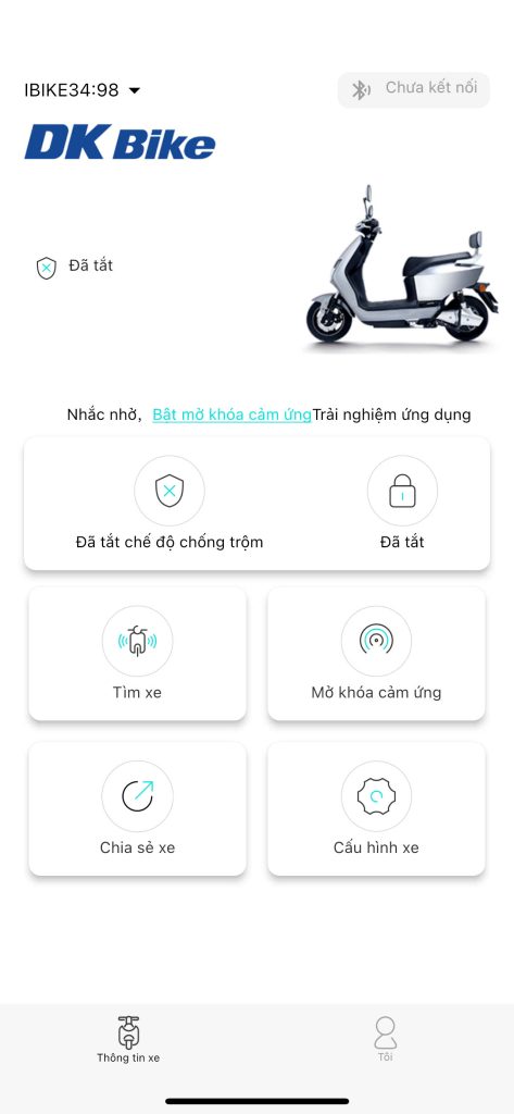 Dao điện App kết nối xe điện DKBike