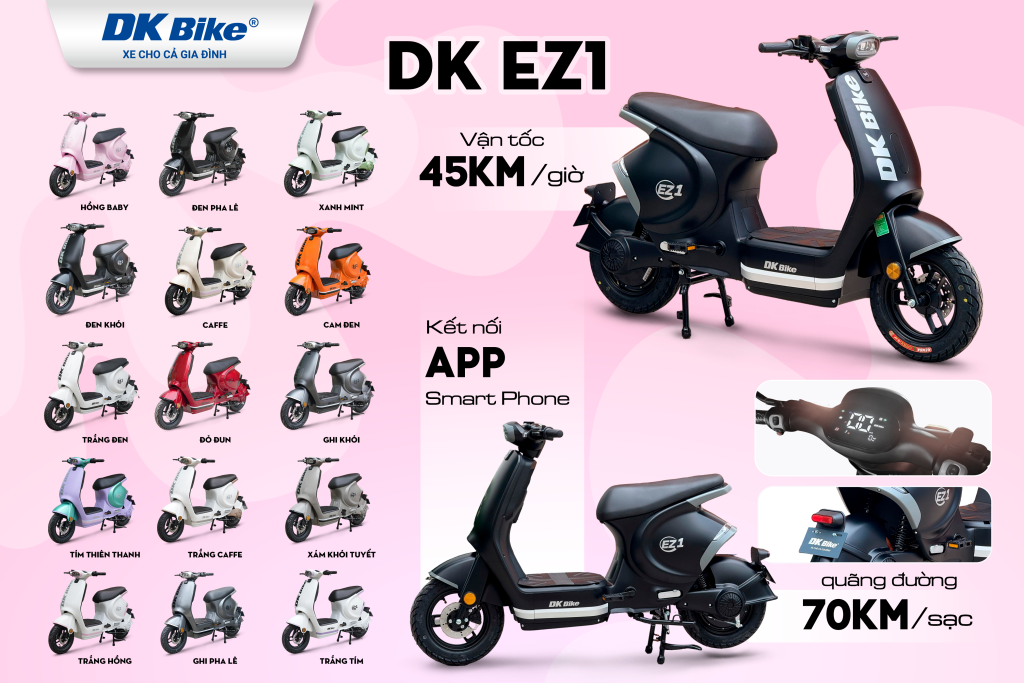 Thông số cơ bản và dải màu đa dạng của xe điện DKBike EZ1