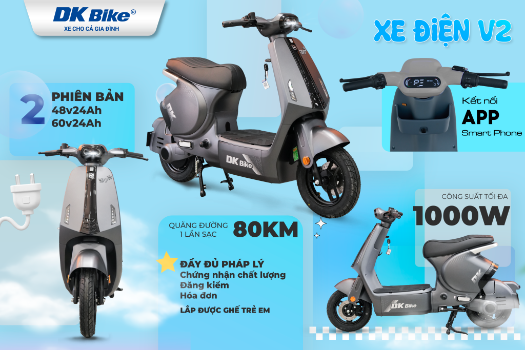 DK V2 - Mẫu xe điện mới nhất dành cho học sinh của DKBike