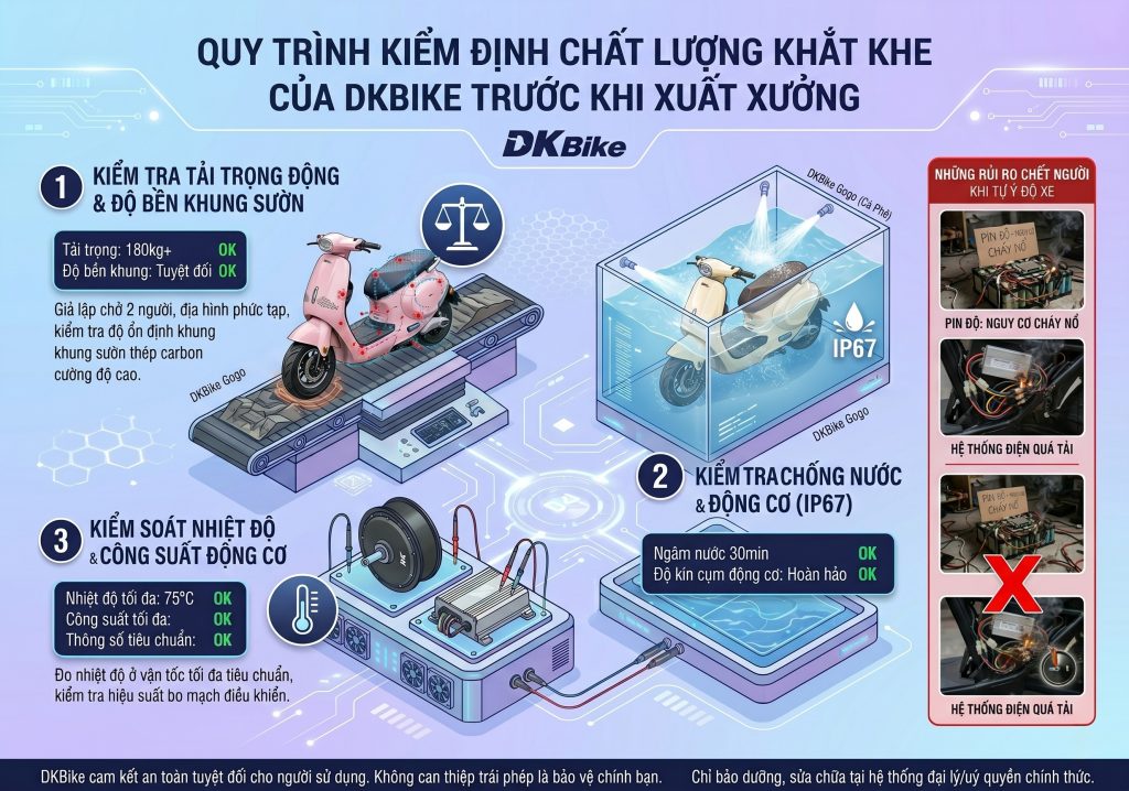 DKBike kiểm tra kỹ những mẫu xe điện, xe đạp điện, xe đạp trợ lực trước khi bán ra thị trường