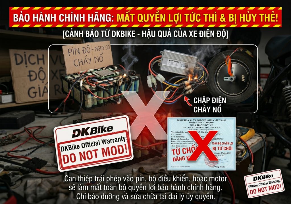 Mất quyền lợi bảo hành DKBike khi xe điện độ chế không đúng