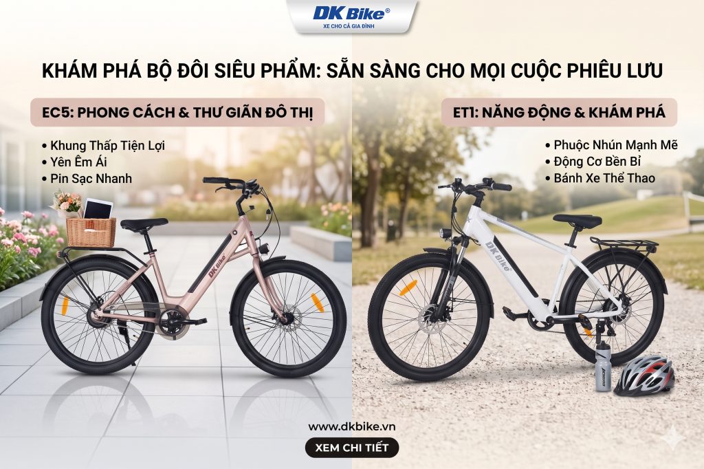 Xe đạp trợ lực DKBike EC5 - ET1. Xe điện thế hệ mới phù hợp nhiều lứa tuổi