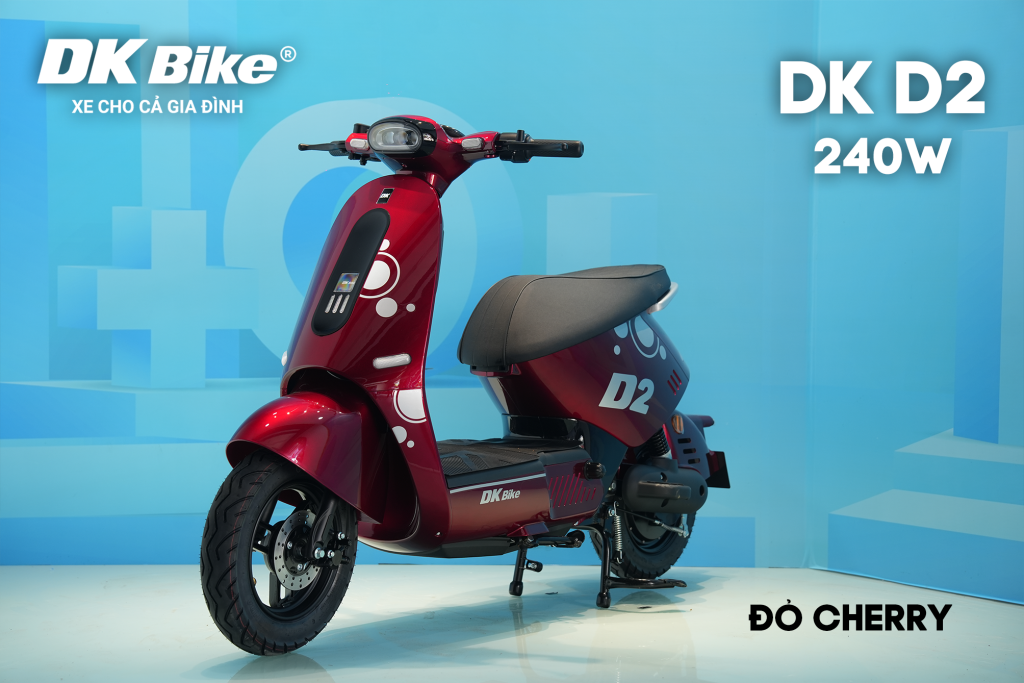 DKBike D2 với màu sắc Đỏ Cherry, chiều cao và độ rộng yên phù hợp cho học sinh