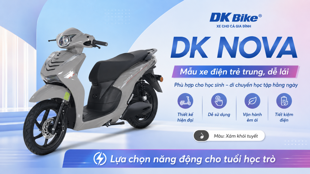 xe điện DKBike Nova, một mẫu xe phù hợp học sinh với phiên bản 1200w