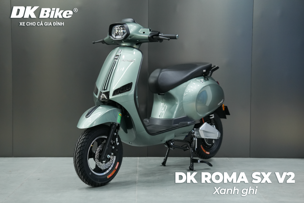 Màu Xanh Ghi của DKBike Roma Sx V2 được sơn bóng cực sang trọng