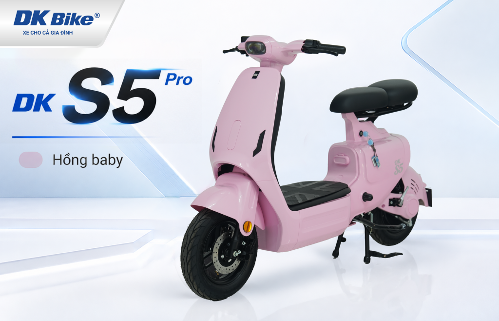 Xe điện có bàn đạp dành cho học sinh DKBike S5 Pro - Hồng Baby