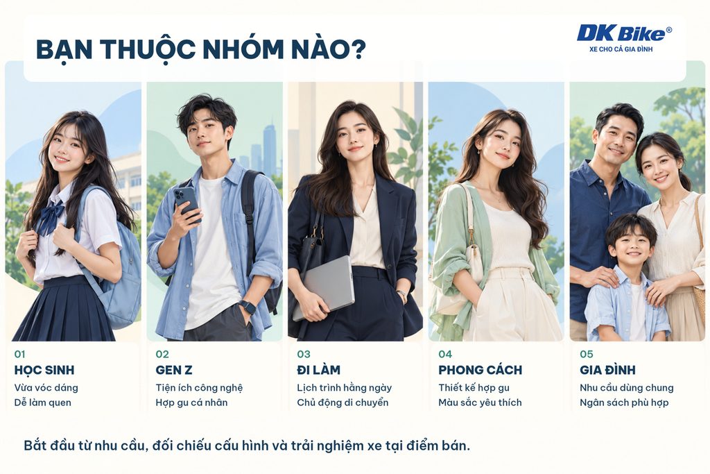 5 chân dung nhóm người xử dụng xe máy điện DKBike
