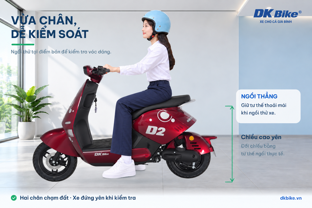Kiểm tra chiều cao xe phù hợp với người sử dụng