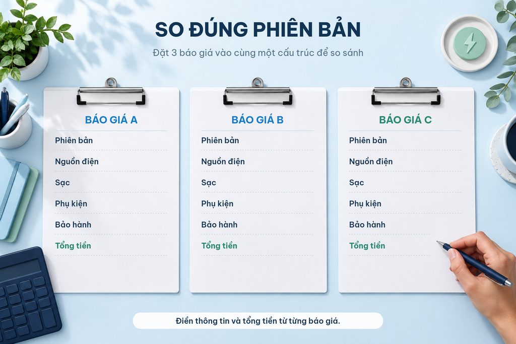 So sánh báo giá đúng cách để lựa chọn xe điện